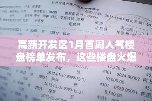 高新开发区1月首周人气楼盘榜单发布，这些楼盘火爆程度超乎想象！