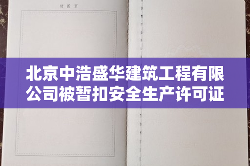 北京中浩盛华建筑工程有限公司被暂扣安全生产许可证18日