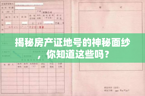 揭秘房产证地号的神秘面纱，你知道这些吗？