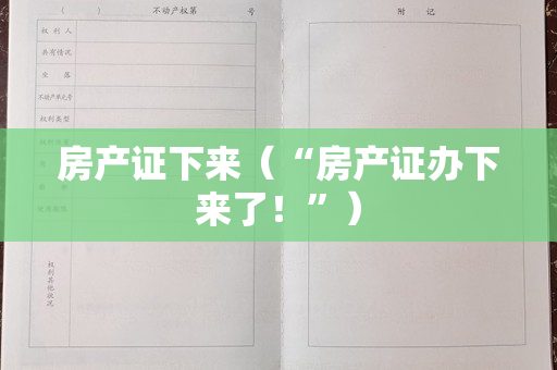 房产证下来（“房产证办下来了！”）