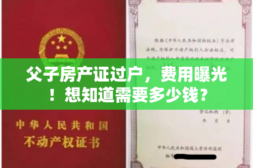 父子房产证过户，费用曝光！想知道需要多少钱？